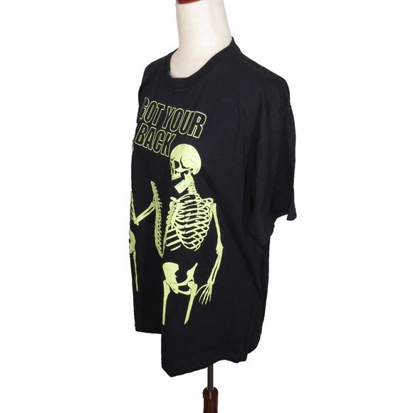 Funny Skeleton I GOT YOUR BACK Glow In The Dark T-Shirt Size Large - Picture 4 of 7